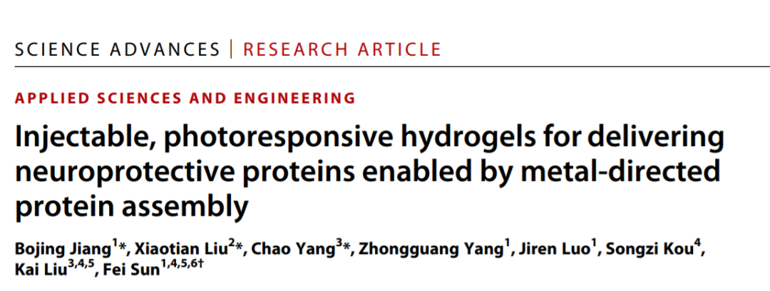 《Science Adv.》可注射光敏水凝胶,金属组装递送神经保护蛋白的图2